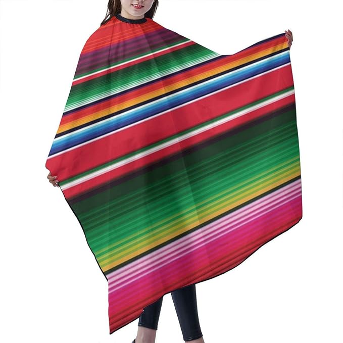 Barber Cape Colorful Mexican Stripes Salon Haircut Apron,Premium Professional Hair Cutting Cape,Stylist Salon Supplies,Durable Hairdressing Cape for Men Women
