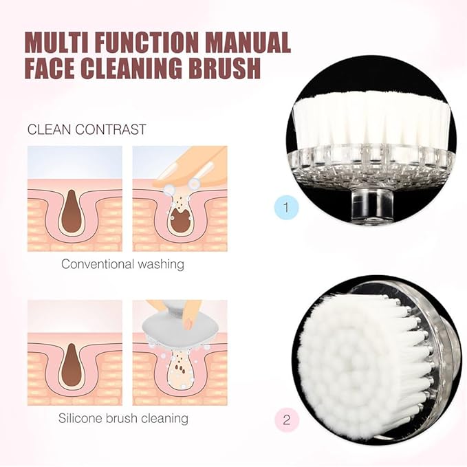 FOMIYES Facial Cleansing Brush White Manual Face Scrubber with Soft Bristles, Quick-Drying & Anti-Dust Design for Sensitive Skin, Travel-Friendly for Home & Travel Use for Women & Teens