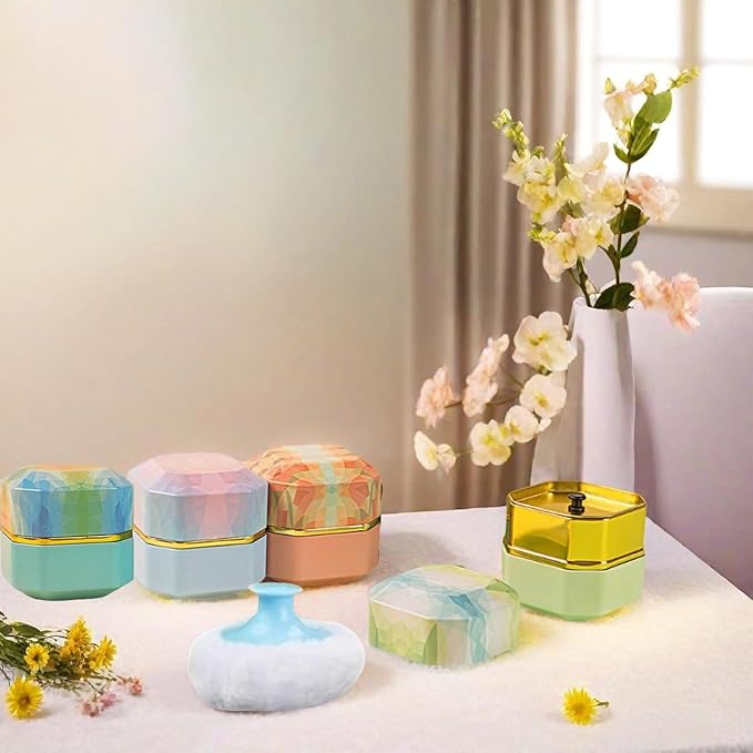 Body Powder Puff and Container, 3.35" Portable Dusting Powder Container with Soft Puff Powder Case Box Jar for Baby Women Home and Travel Use(Dark Blue)