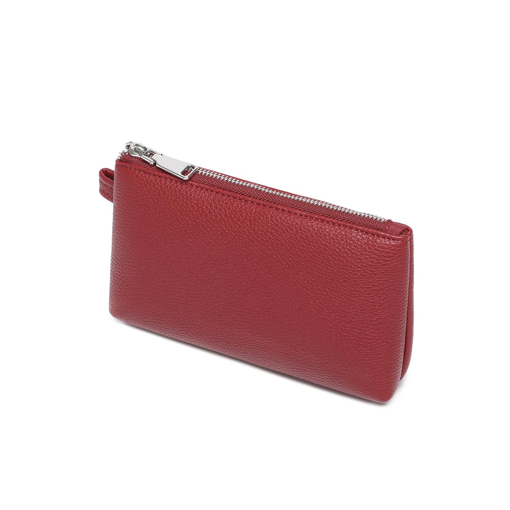 YONBEN Small Makeup Bag for Purse, Leather Cosmetic (Encore Red)