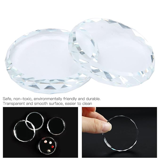 Cunyuer Nail Art Palette, 2PCS Nail Polish Mixing Plate, Nail Art Painting Color Toning Glass Board for Makeup Pallet Display Cosmetic Mixing Tools