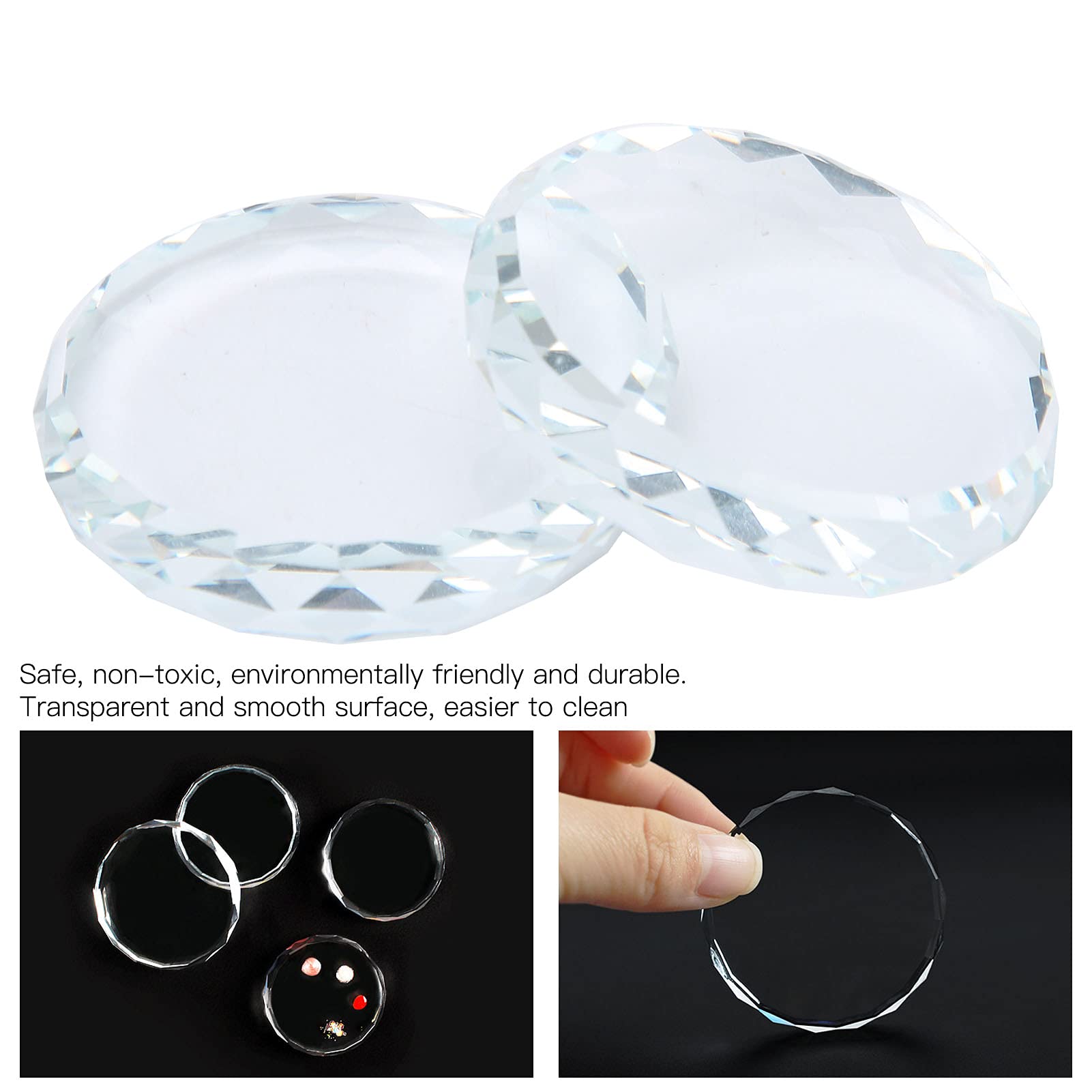 Yinhing Nail Palette Board, Nail Art Palette,2PCS/Set Nail Art Palettes Color Mixing Toning Glass False Eyelash Glue Hold Makeup Pallet for Acrylic Manicure