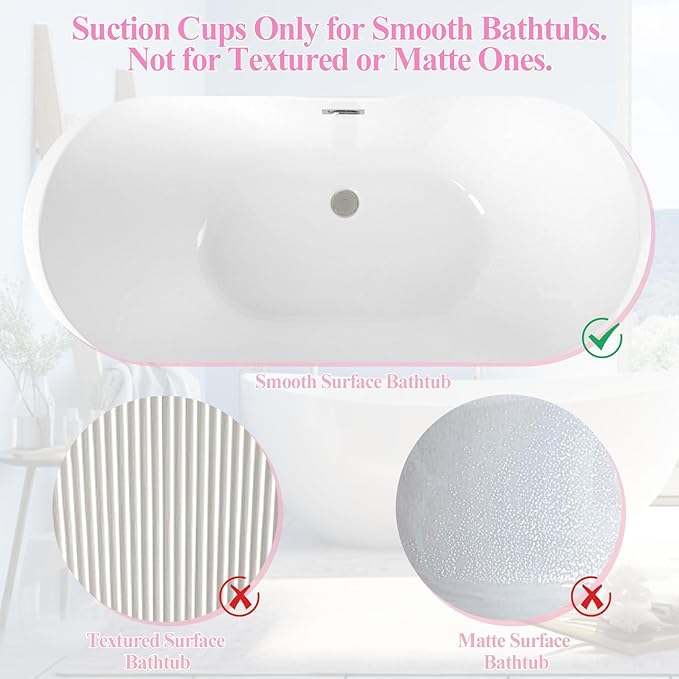 Bubble Bath Mat Tub Spa Massager, Portable Spa Bubble Bath Massager with Upgraded Powerful Suction Cup, Electric Air Pump, Pillow and Remote Control for Relaxation 45 * 17in (Pink)