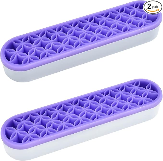 ESIW 2 PCS Multi-Purpose Cosmetic Storage Box, Desktop Organizers Silicone Make Up Brush Storage Stand, Desktop Storage Box for Eyeliner Pencil, Art Supplies, Painting Brush (Purple)