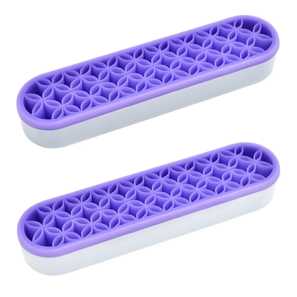 ESIW 2 PCS Multi-Purpose Cosmetic Storage Box, Desktop Organizers Silicone Make Up Brush Storage Stand, Desktop Storage Box for Eyeliner Pencil, Art Supplies, Painting Brush (Purple)