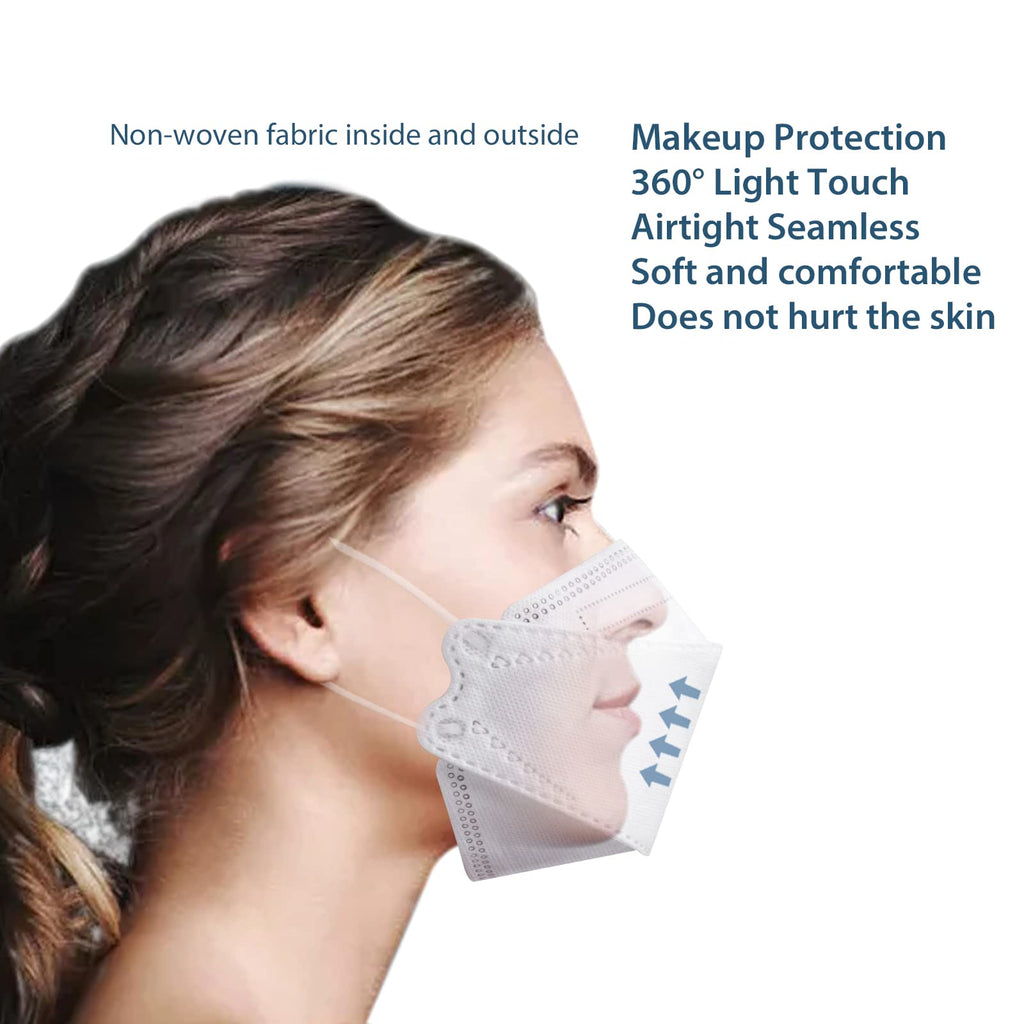 Borje KN95 Face Masks for Adults 50 Pack, 5-Ply White Disposable Face Mask Against PM 2.5 Smoke & Dust, Filtration Efficiency 95%