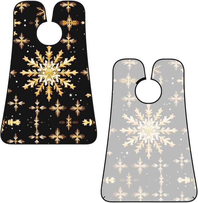YQxwJL Golden Christmas Snowflake Print Beard Bib Shaving Apron, Beard Hair Trimming Cape Gift For Dad