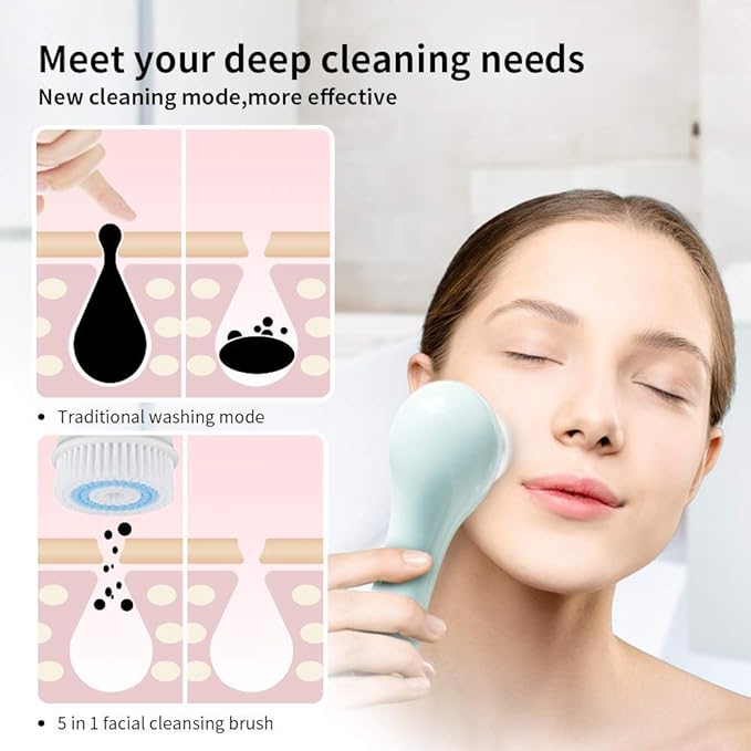 Brush Head Replacements Compatible with Clarisonic Mia 1, Mia 2, Mia Fit, Alpha Fit, Smart Profile Uplift and Alpha Fit (4Packs(Blue+Black+Green+Pink)) (4 Pack)