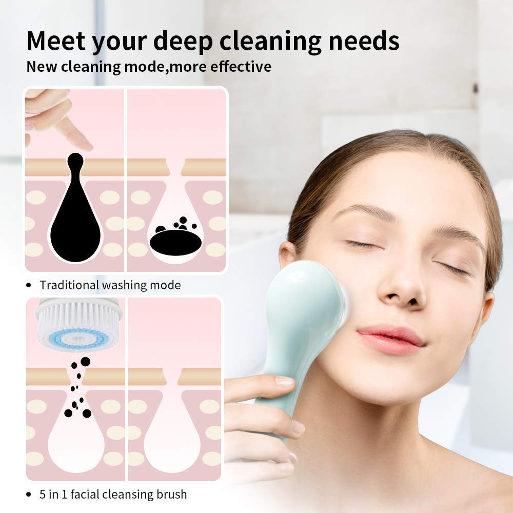 Brush Head Replacements Compatible with Clarisonic Mia 1, Mia 2, Mia Fit, Alpha Fit, Smart Profile Uplift and Alpha Fit (4Packs(Blue+Black+Green+Pink)) (4 Pack)