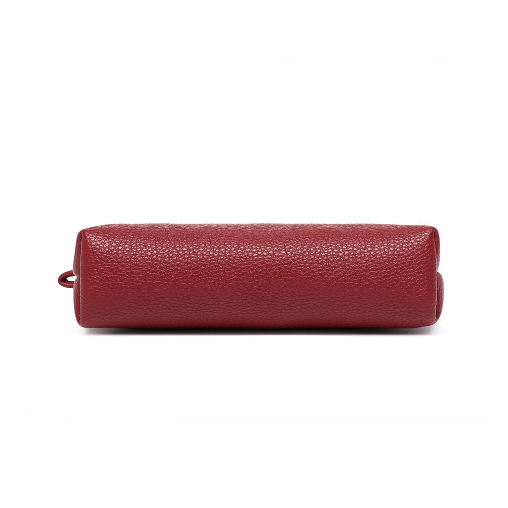 YONBEN Small Makeup Bag for Purse, Leather Cosmetic (Encore Red)