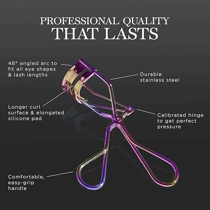 Eyelash Curler with Satin Bag & Refill Pads - Award Winning - No Pinching, Just Dramatically Curled Eyelashes for a Lash Lift in Seconds (Prism)