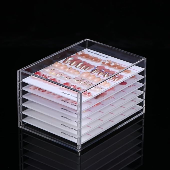 LIXIMMAZN 6 Layers Acrylic Nail Storage Organizer, Cosmetic Makeup Container Box, Clear Case Cabinet Display Used for Nail Storage and Nail Salons (6 Layers)