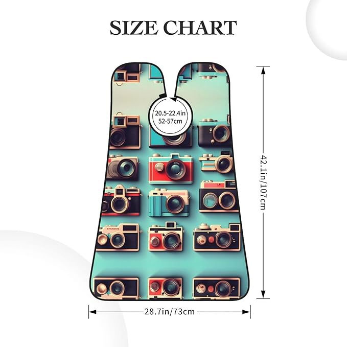 NOUZU Retro Cool Camera Collection Print Beard Bib Apron For Men, Beard Hair Catcher For Men Shaving Trimming,Beard Cape Cloth, Black