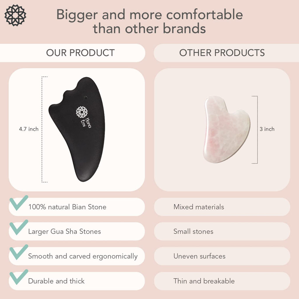 Hana Emi Facial Rejuvenation Set: Silver Ice Globes and Gua Sha Tool for Face and Body - 2-Piece Cryo Globes for Cooling Facial Massage and 4-Piece Bian Stone Gua Sha Tool for Skincare Routines