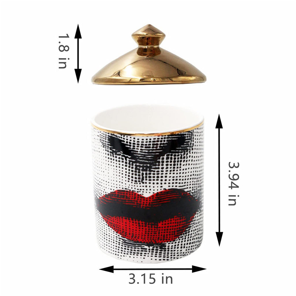 Big Eye Starry Sky Aromatherapy Candle Jar with Lid Ceramic Makecup Cotton Swab Holder Home Deocrative Bottler, Home Fireplace Kitchen Dining Decor for Living Room Knick Knacks Candle Holders (F2)