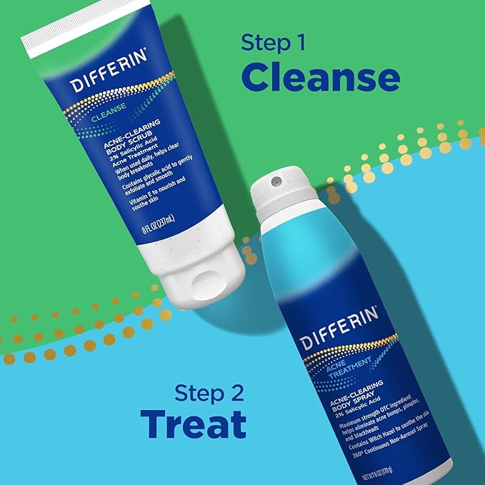 Differin Acne Body Scrub, Salicylic Acid for Back & Chest Treatment, 8 oz