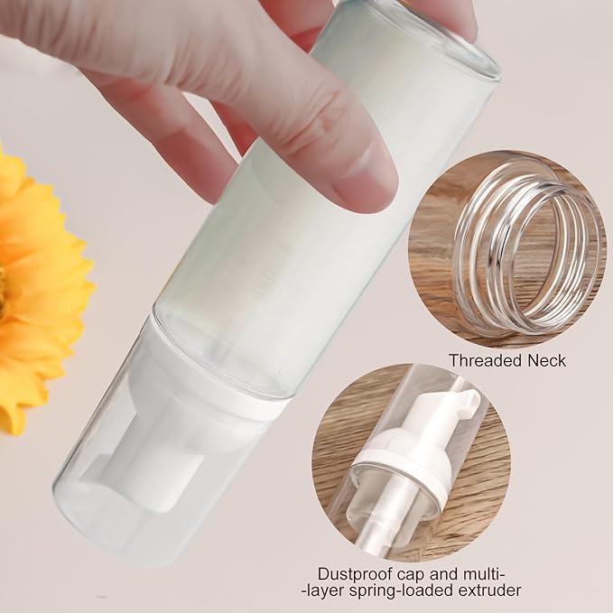 Zuihug 2oz Plastic Foam Pump Bottle, Empty Bottle Travel Foaming Dispenser for Hand Soap, Shampoo (8Pcs, 60ml)