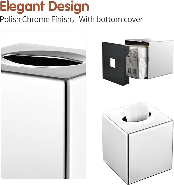 Tissue Box Cover, Square Facial Tissue Holder Storage for Bathroom Vanity, Countertops, Dressers, Night Stand, Parlors and Offices - Mirror