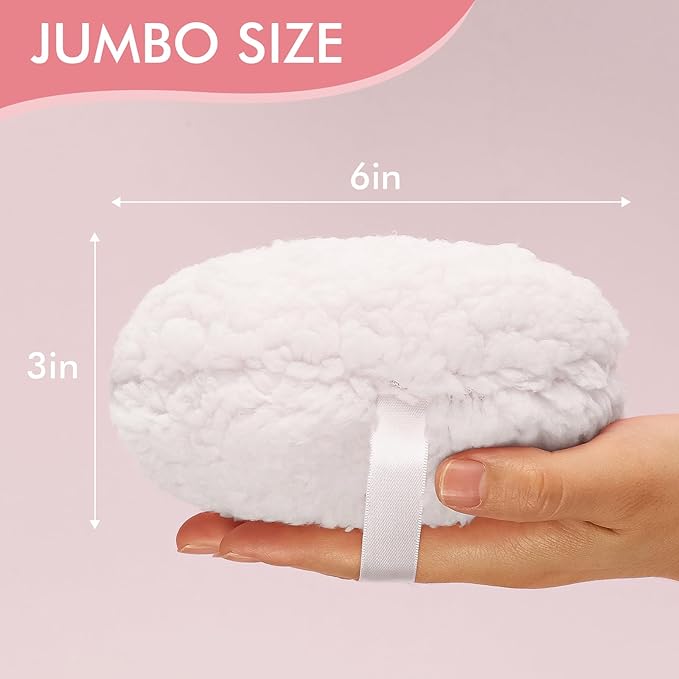 WSYUB Powder Puff, 6 Inch Extra-Large Powder Puff for Body Powder, Body Powder Puff, White,Large