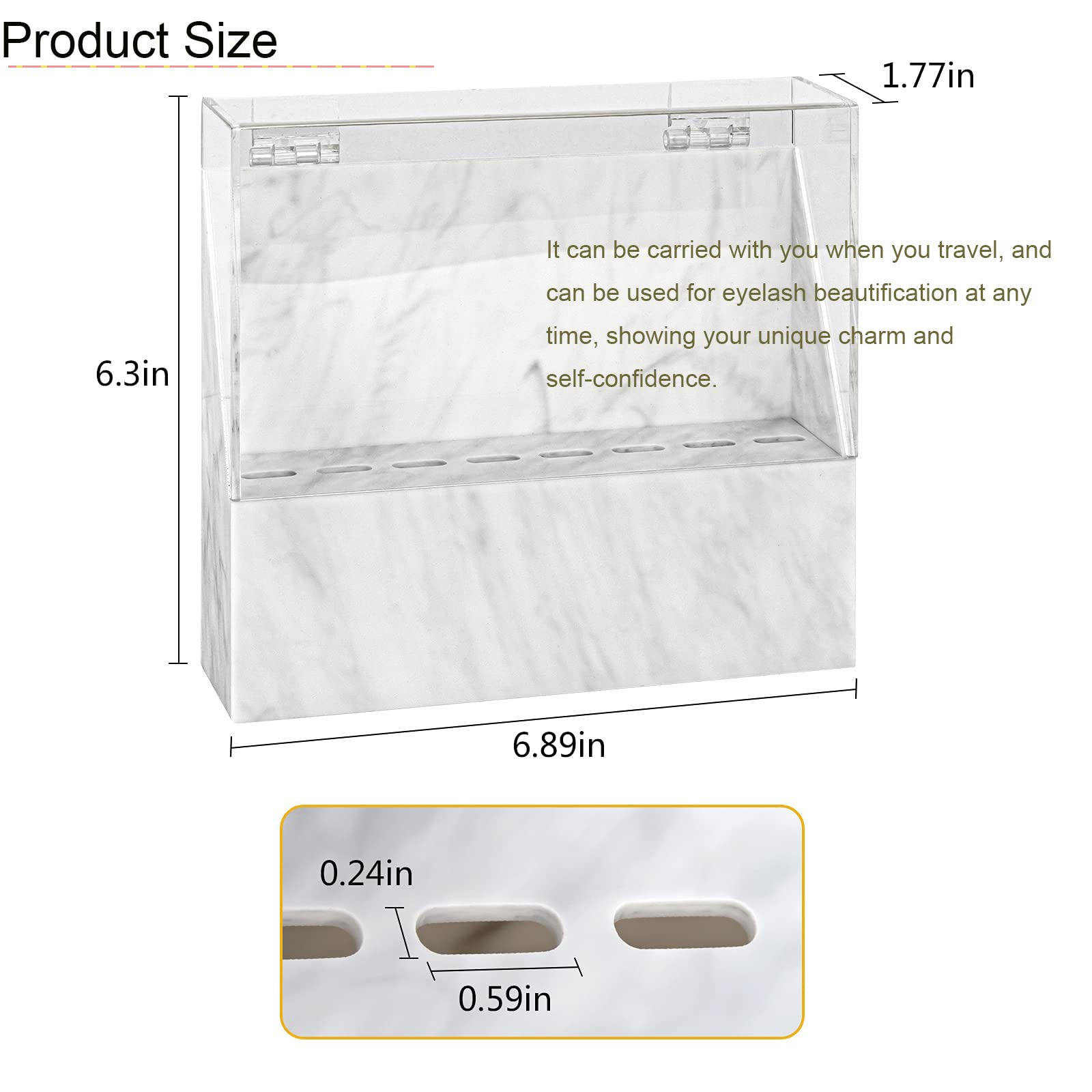 LXIANGN 8 Holes Eyelash Tweezers Holder Case for Lash Extensions, White