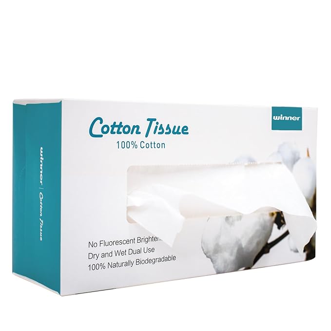 Winner Cotton Face Towels Box, 100% USDA Biobased Facial Towelettes, Disposable Face Towel XL, Odor-Free, Ultra Soft Makeup Remover Wipes for Sensitive Skin, Biodegradable, 100 Ct, Pack of 1