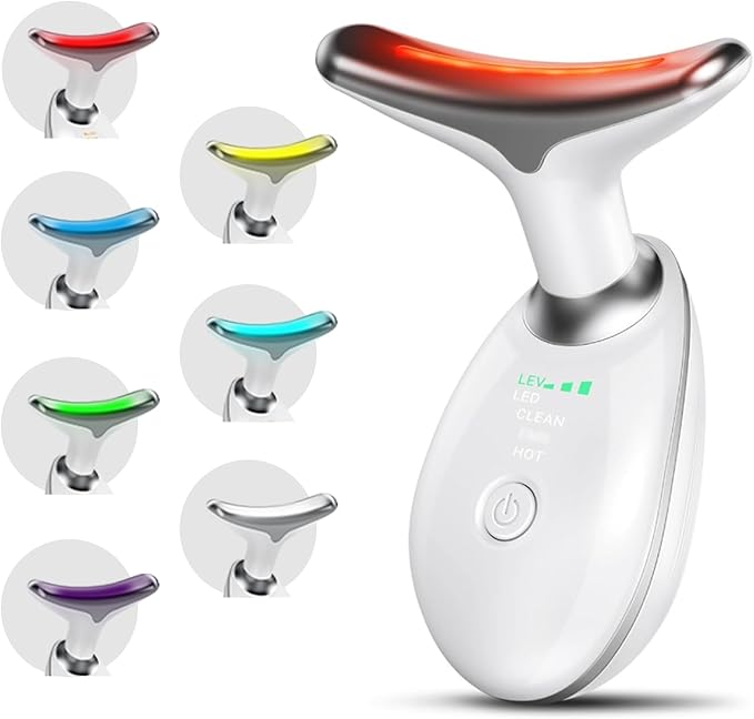 ayattecy Portable Neck and Face Massager, Multifunctional Facial Massage Tool, 7 Color Led Face Neck Massager for Skin Care Routine at Home, Easy to Use