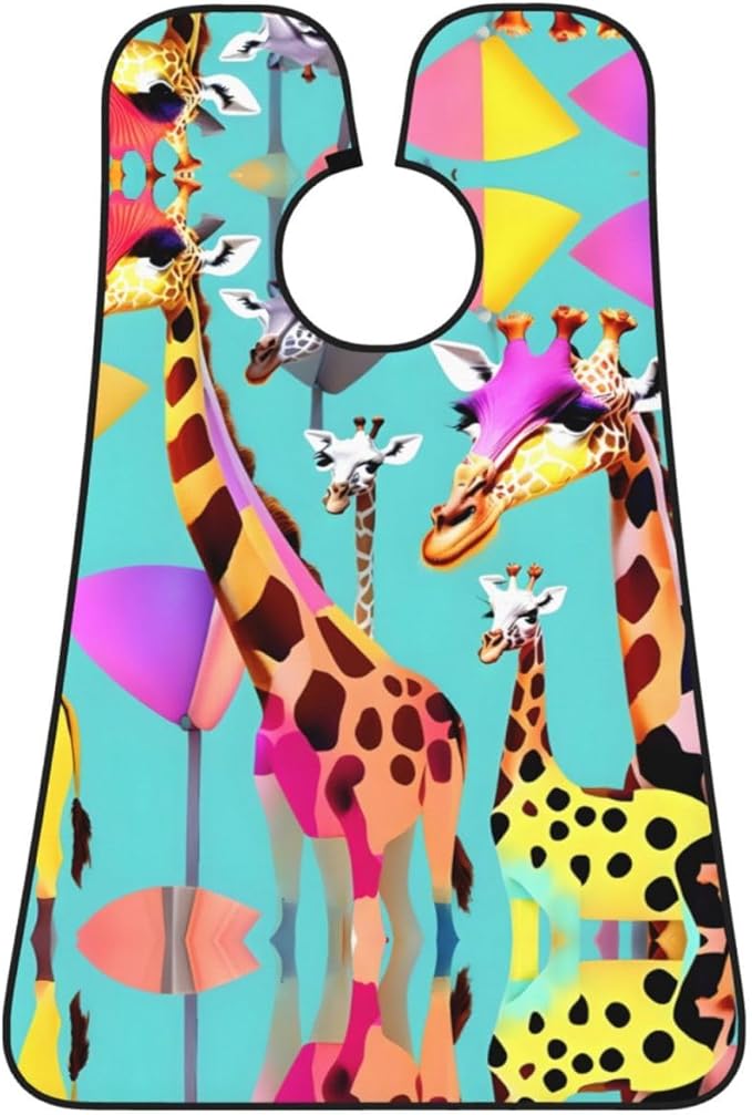 Colorful Giraffe Fans Lovers Print Beard Bib Apron For Men, Beard Hair Catcher For Men Shaving Trimming,Beard Cape Cloth