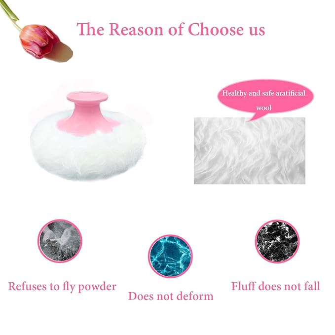 Body Powder Puff and Container for Dusting Powder, Women Powder Puff and Powder Case for Bath and Travel (Procumbens Flowers)