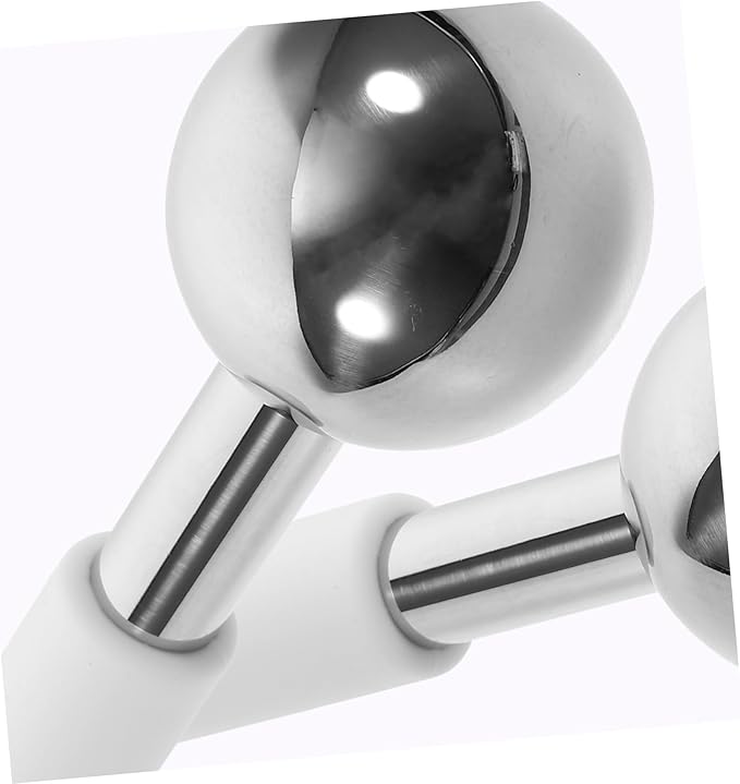 DEARMAMY 2pcs Facial Ice Globes Massager Stainless Steel Cooling Balls for Eye and Face Care Enhance Absorption Promote Circulation Portable Skincare Tool