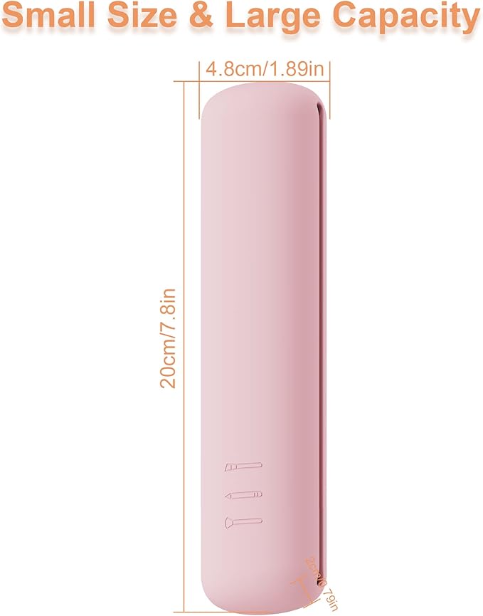 FERYES Travel Makeup Brush Holder, Magnetic Anti-fall Out Silicon Portable Cosmetic Face Brushes Holder, Soft and Sleek Makeup Tools Organizer for Travel-Pink