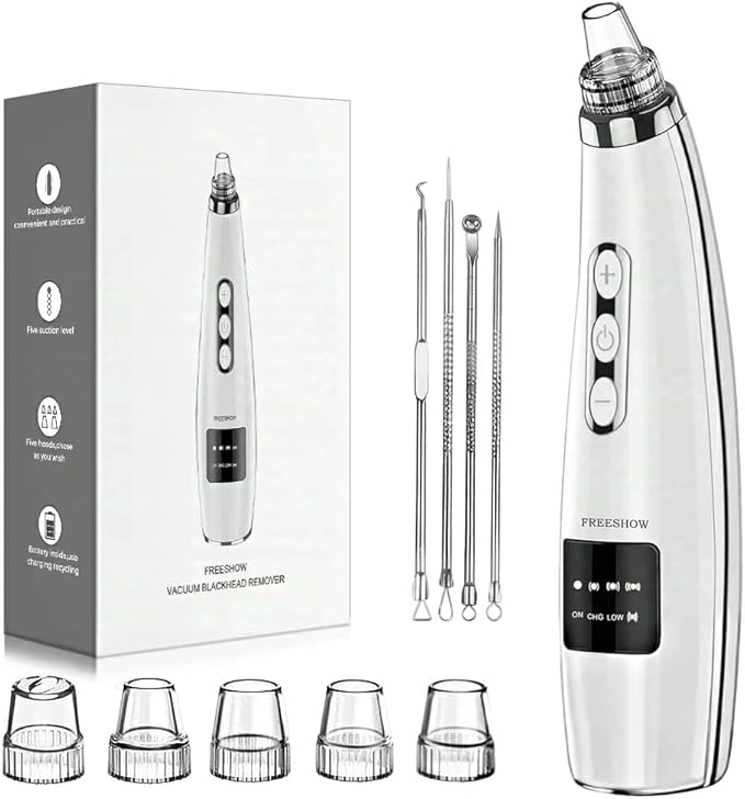 Blackhead Remover Pore Vacuum Pore Cleaner Electric Comedone Whitehead Extractor Tool-5 Suction Power-5 Probes,USB Rechargeable Blackhead Vacuum Kit for Women & Men