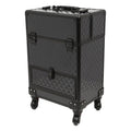 GUEYYSAN Rolling Makeup Case, Nail Storage Box with Wheels Portable Makeup Trolley for Beauty Studio Hairdressers Nail Technician (Black)