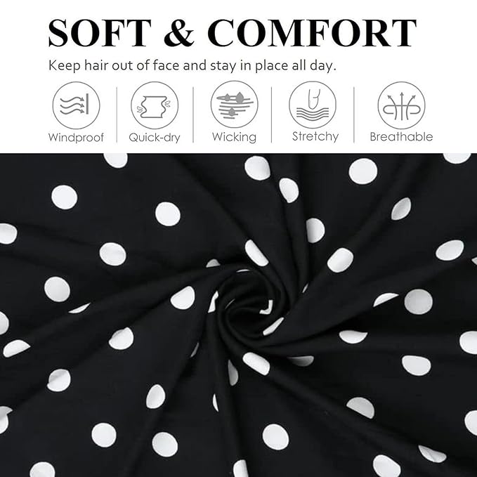 Huachi Polka Dot Headbands for Women Non Slip, Thick Womens Wide Headbands Cute Hairbands Boho Vintage Fashion Hair Accessories for Beach Vacation
