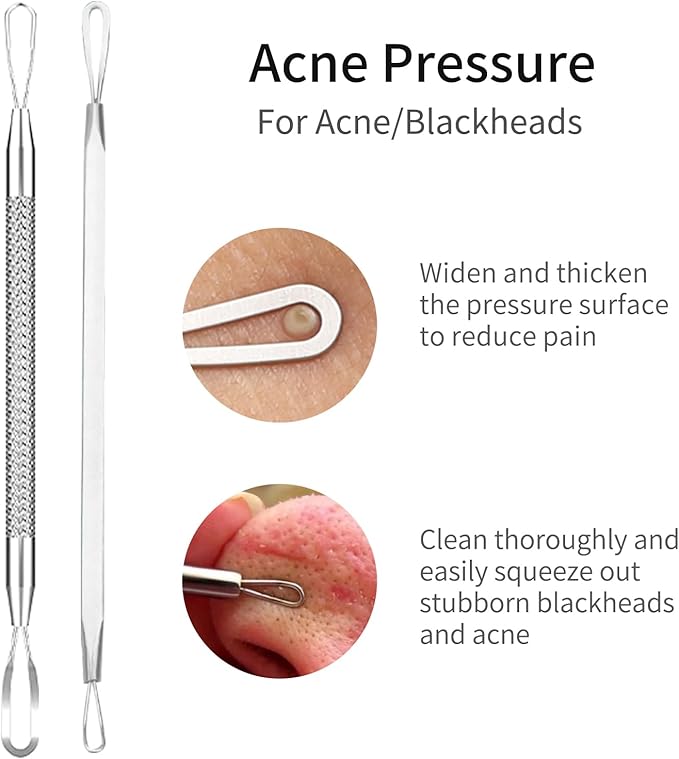 GERY Blackhead Remover Pimple Popper Tool Kit, 8 PCS Professional Stainless Steel Acne Needles, Comedone Extractor Whitehead Removal, Zit Popping Treatment & Pore Cleaner Set with Leather Case