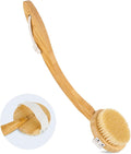 JingSoft Detachable Dry Brushing Body Brush, Natural Boar Bristle Back Scrubber for Shower for Men and Women with Long Handle for Exfoliation and Lymphatic