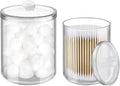 YOLCAR 2 Pack Cotton Swab Holder, Transparent Acrylic Organizer with Lid, Clear Dispenser for Swabs, Bathroom Organizer and Storage, Home Decor, 10oz and 12oz