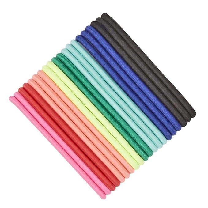 Scunci No Damage 2x Stronger Hold Ponytail Holder Hair Ties for Fine Hair, Assorted Vibrant Colors, 20 Count – Extra Strong Elastic Bands for No Breakage, Secure Comfortable Hold