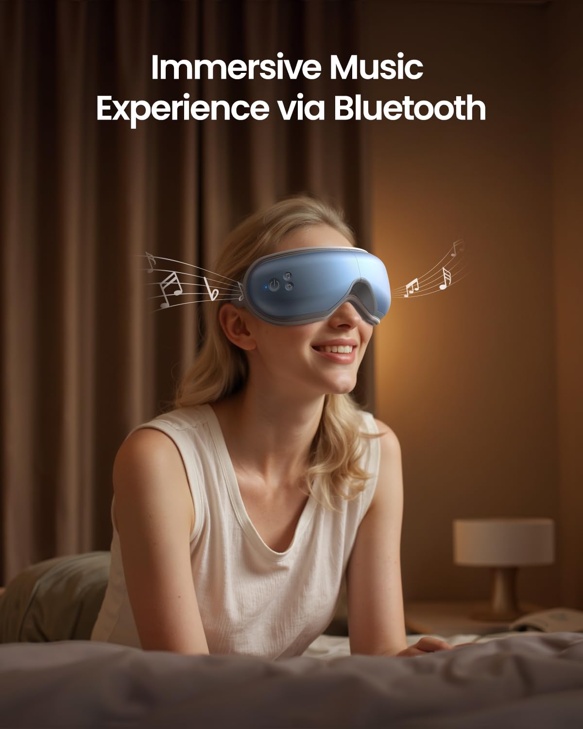 RENPHO Eye Massager with Heat, FSA Eligible HSA,Gifts for Men,Women,Eyeris 1 Eye Massager with Remote, Sleep Mask for Relieves Head Tension, Soothe & Refresh, Enhance Rest, Blue