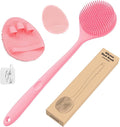 Manmihealth Silicone Back Scrubber & Shower Brush Set Thin Bristles