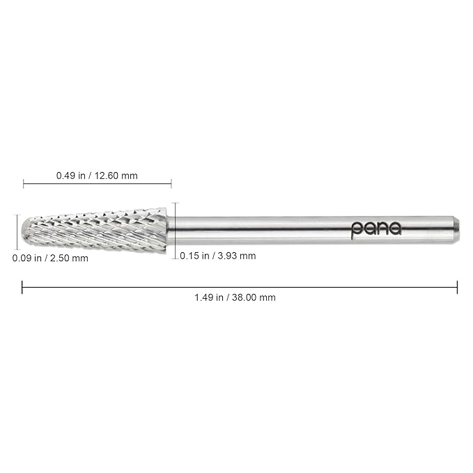 USA PANA Professional 3/32" Shank Size - Cone Shape Carbide Bit - Nail Drill Bit for Manicure Pedicure Tools Dremel Machine - Gold, Silver (Coarse, Silver)