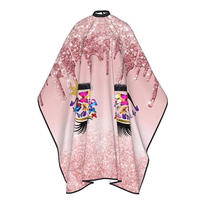 Barber Cape Hello Glitters Gorgeous Eyelash Pink Salon Apron Hair Cutting Cape Barbershop Kits For Women-55''X66''
