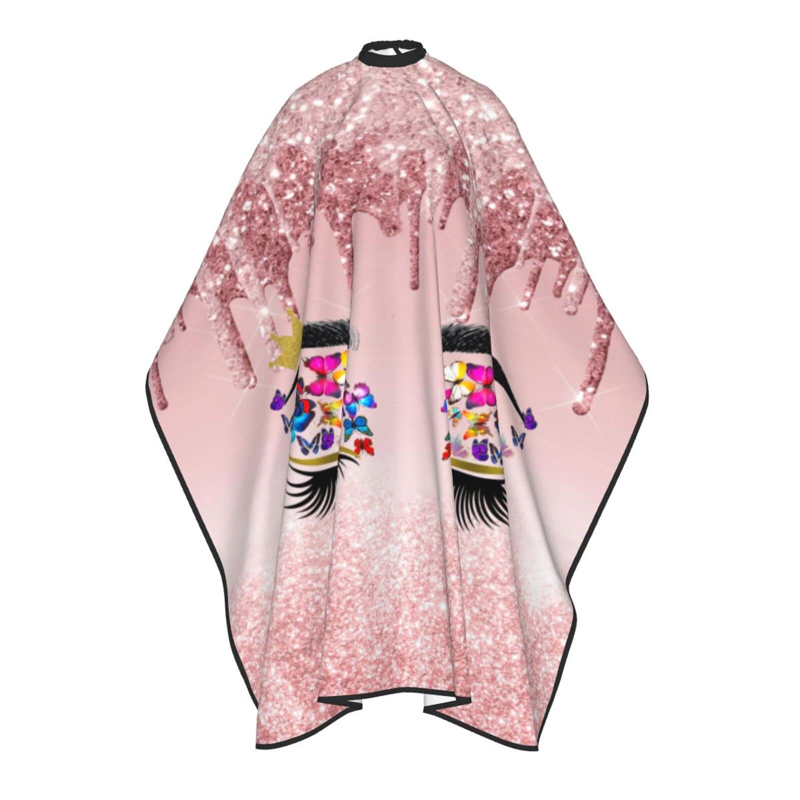 Carwayii Barber Cape Hello Glitters Gorgeous Eyelash Pink Salon Apron Hair Cutting Cape Barbershop Kits For Women-55''X66''