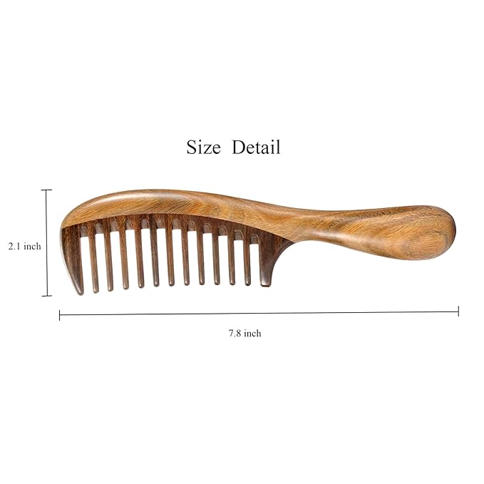 Louise Maelys Wooden Wide Tooth Hair Comb for Curly Detangling Sandalwood