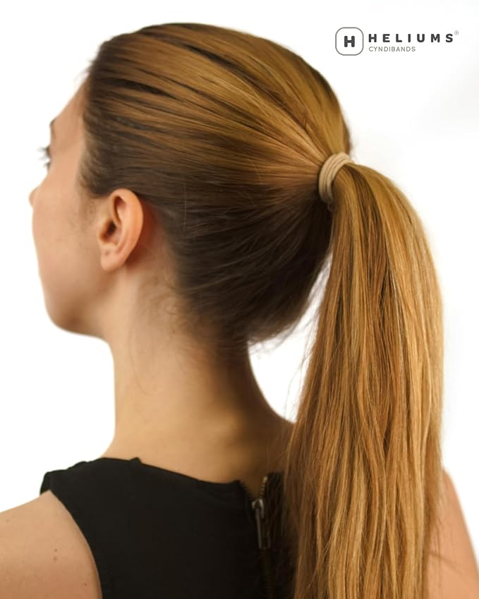 Heliums Thin Seamless Hair Ties - Light Brown - 6mm Nylon No Damage Ponytail Holders, 1.75 Inch, Medium Hold for Thin to Normal Hair - 18 Pack