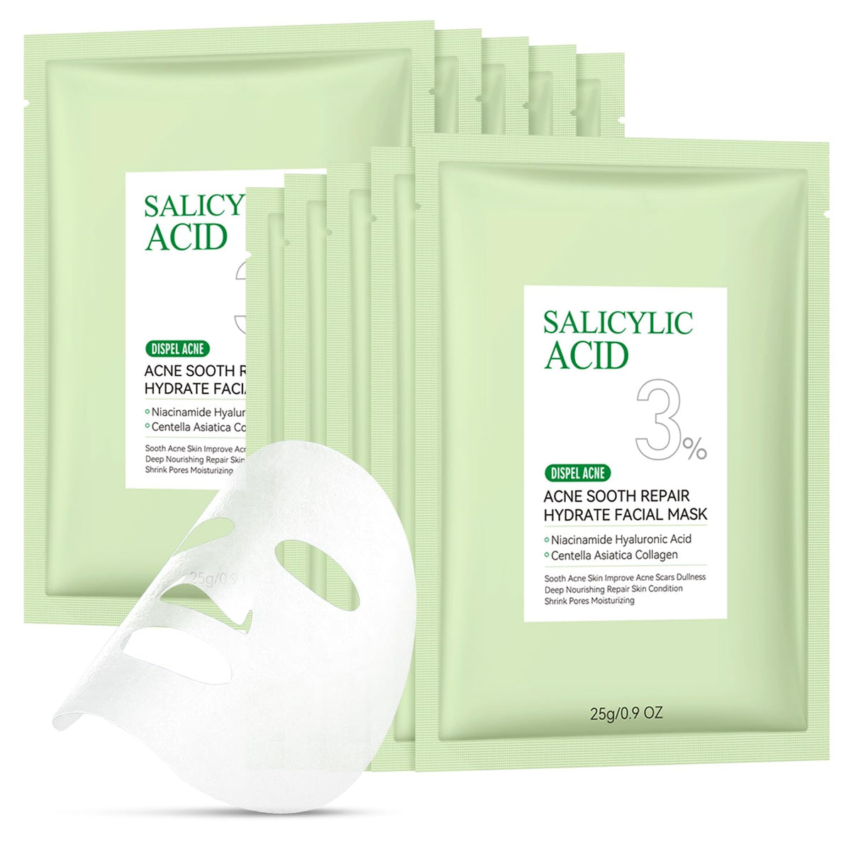 YTRAJU Anti Acne Face Mask Salicylic Acid Face Masks Skincare, Hydrating Face Masks, Soothing Facial Sheet Masks Skin Care for Acne Prone, Face Mask for Acne, Oil Control, 10 Pack