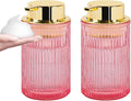 Tonxus Foaming Soap Dispenser, 12 Oz Pink Glass Soap Dispenser, 2pcs Refillable Liquid Lotion Container Foam Pump Bottle Decorative Modern Slim Ribbed Bottle for Bathroom and Kitchen