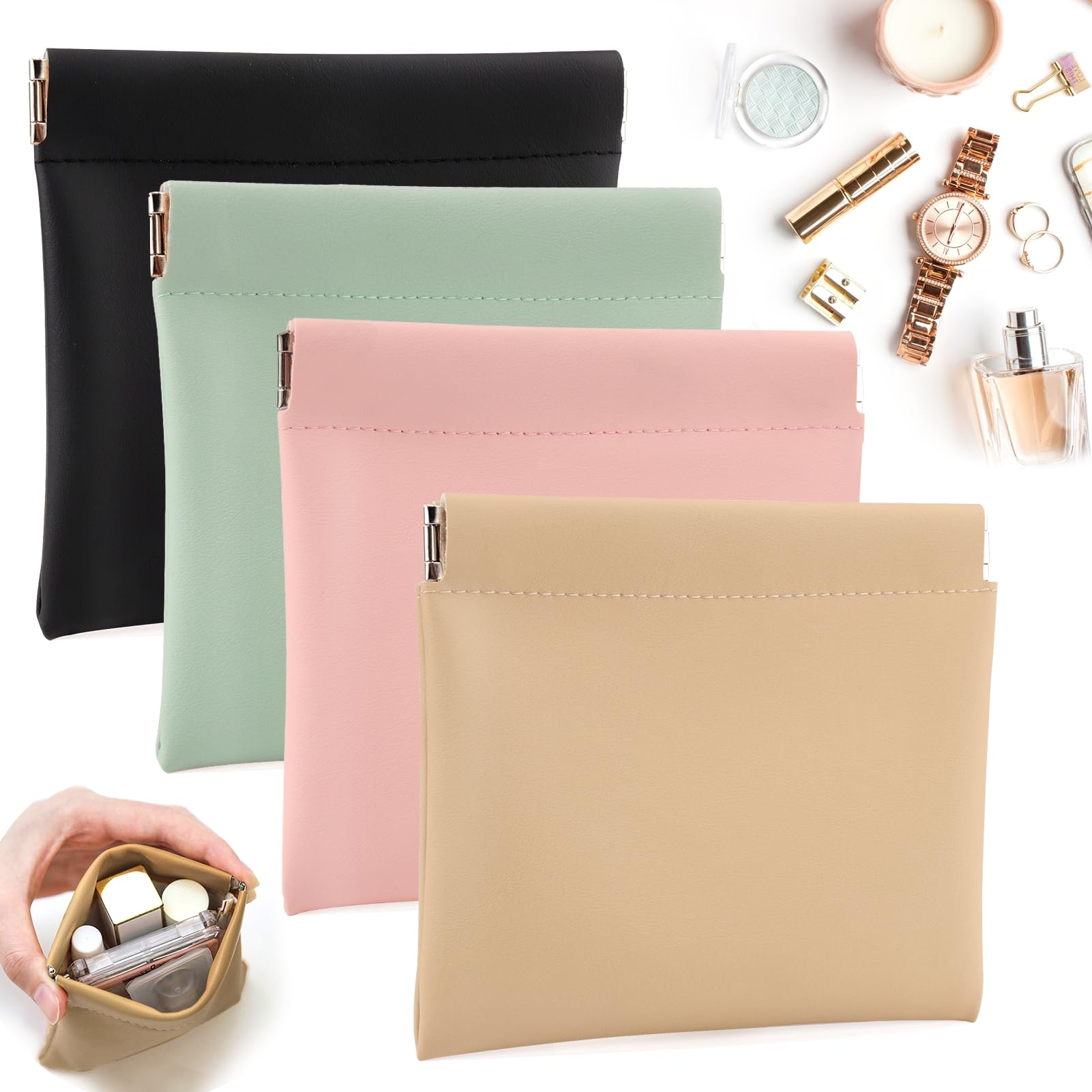 BUSOHA 4 PCS Small Makeup Bags for Purse - Coin Purse for Women