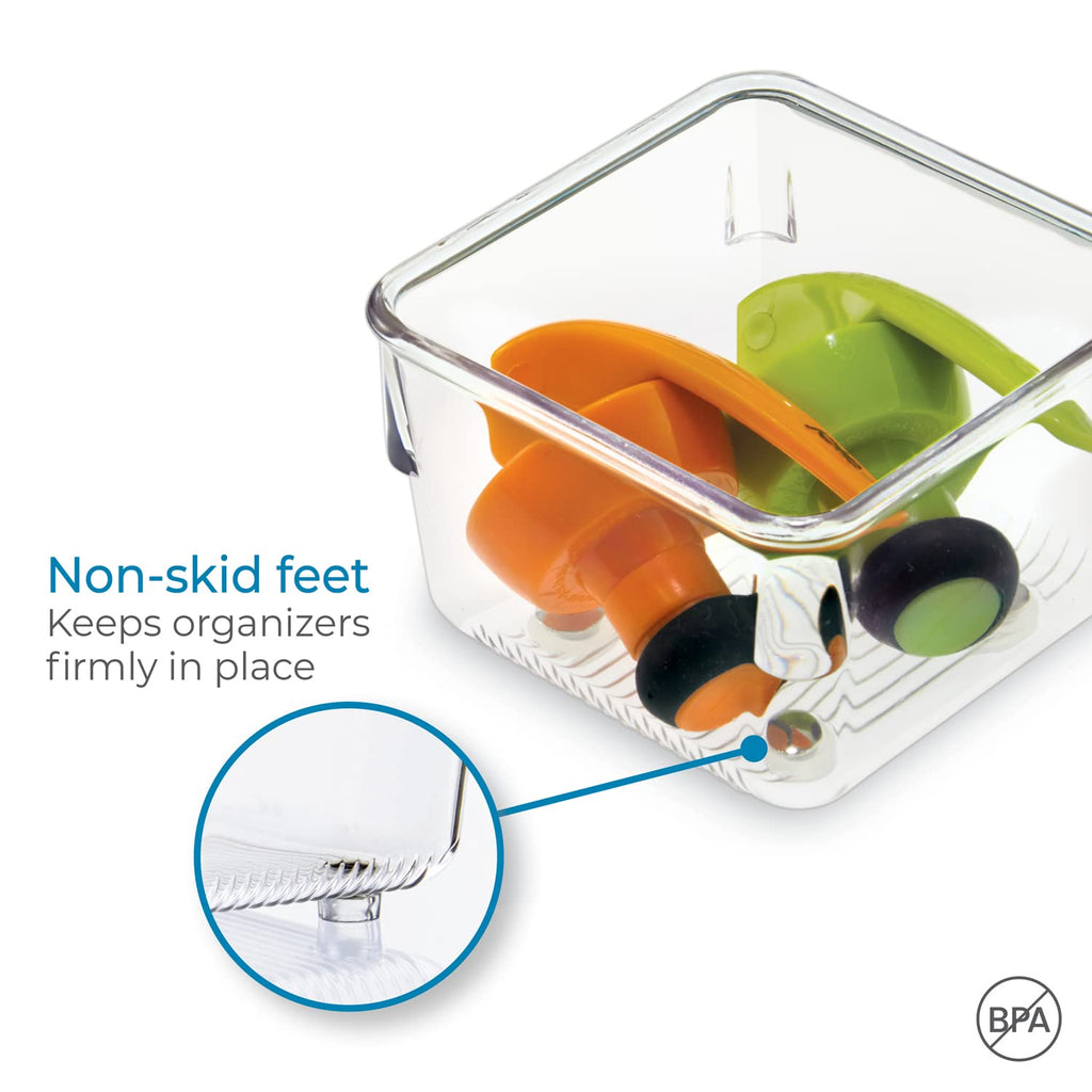 iDesign Linus Plastic Drawer Organizer, 3" x 3" x 2", Set of 2, Clear