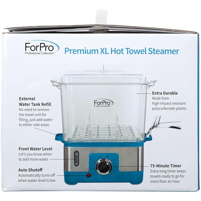 ForPro Professional Collection Premium XL Hot Towel Steamer, 50% Larger Capacity, Holds 9 Facial Towels, Quick Heating Steam Towel Warmer for Salons and Spas
