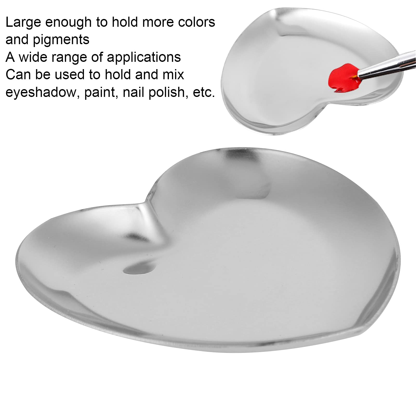 Heart Shaped Art Palette - Stainless Steel Nail Art Palette for DIY Paint Mixing - Silver
